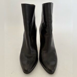 Jimmy Choo Black Leather Boots with Gold Heels